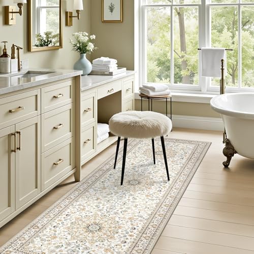Hallway Runner Rug: 2.6x8 Kitchen Boho Rugs for Living Room Beige - Image 6