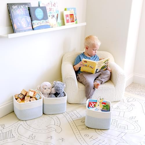 NaturalCozy Storage Cubes 9”x9”x7”Cotton Rope Woven Baskets for Organizing 3-Pack | 9 Inch Cube Storage Bin | Small Basket for Shelf Nursery, Pantry, Decorative Plant, Bathroom Closet, Toy Gift - Image 4