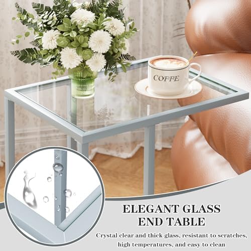 End Table,C Shaped Side Table for Sofa,Glass Couch Tray Snack Dinner Table for Living Room, Bedroom,TV Tray Table for Small Space,Living Room, Bedroom,Easy Assembly (Gray) - Image 5