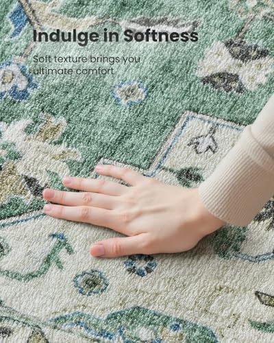 AMADA HOMEFURNISHING 2'6"x8' Washable Area Rug, Low-Profile Entryway Rug with Non-Slip Backing & Durable Edge Binding, Vintage Rug Pattern, Small Rugs for Entryway, Kitchen & Living Room - Image 5