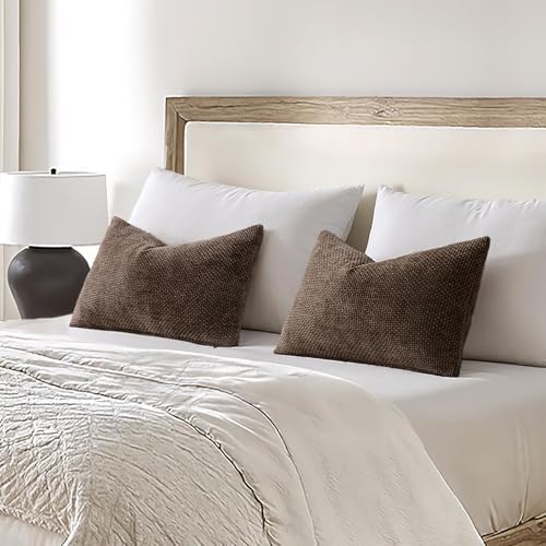 MIULEE Decorative Lumbar Throw Pillow Covers 12x20 Inch Dark Brown 2 Pack - Image 2