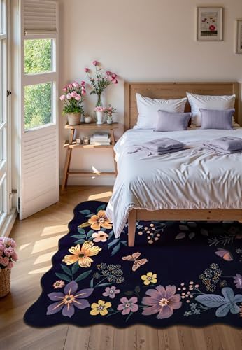 Lahome Floral Washable Rugs for Living Room, Soft 5x7 Area Rugs Ultra-Thin - Image 2