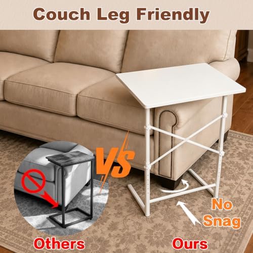 C Shaped End Tables, 22" Adjustable Height Couch Side Table, C Table End Table that Slide Under Sofa, TV Trays Table for Couch, Sofa, Living Room, Small Spaces, Easy to Assemble & Clean - Image 4
