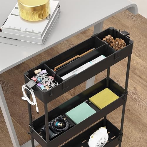 SPACELEAD 2-piece Set Slim Storage Cart 3 Tier,Bathroom Organizer Rolling Utility,Mobile Shelving Unit Slide Out for Office, Kitchen, Laundry Room & Narrow Places - Image 7
