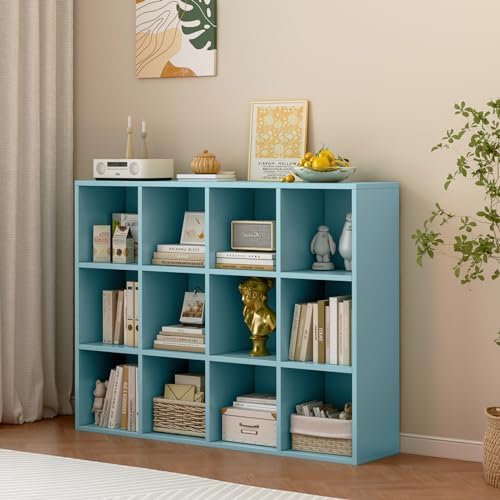 OSCHF 12-Cube Storage Shelf Bookcase, Light Blue - Image 2