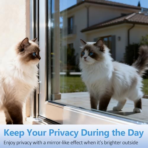 One-Way Window Privacy Film with 4 Tools,Static Cling and Easy to Install, Window Tint for Home, Heat Control, UV and Light Blocking, Privacy Protection-Blue-Silver 35.43"x196.9" - Image 3
