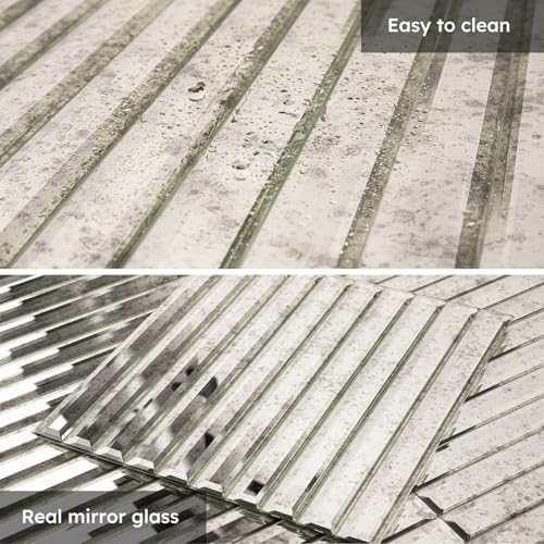 Diflart Peel and Stick Mirror Backsplash Tile, Light Antique, 11.8 x 11.8 Inch, Beveled Mirror Strip Tile for Kitchen Bathroom Bar Accent Wall, Pack of 5 Sheets - Image 6