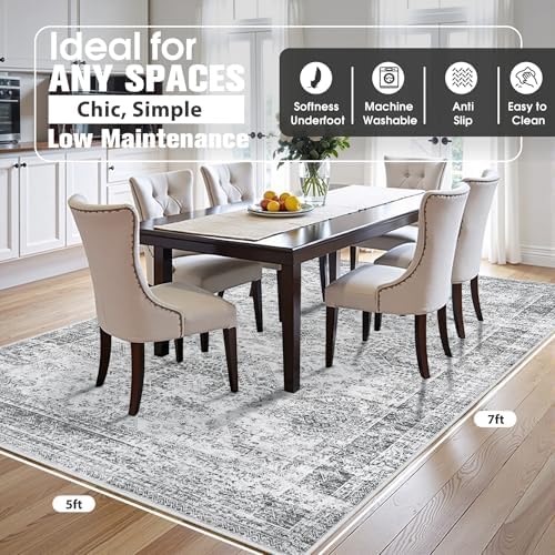 Aelenmu 5x7 Area Rugs for Living Room Washable Bedroom Dining Room Grey - Image 2