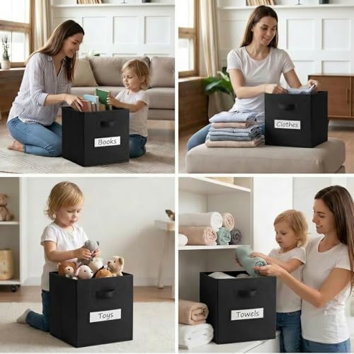 Storage Bins,11" Cube Storage Bin with Labels,10pcs,Black - Image 6