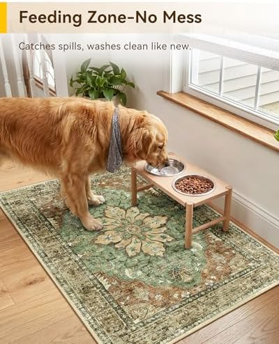 RELEANY Washable Area Rug, Small 2'x3', Brick/Brown/Green - Image 3