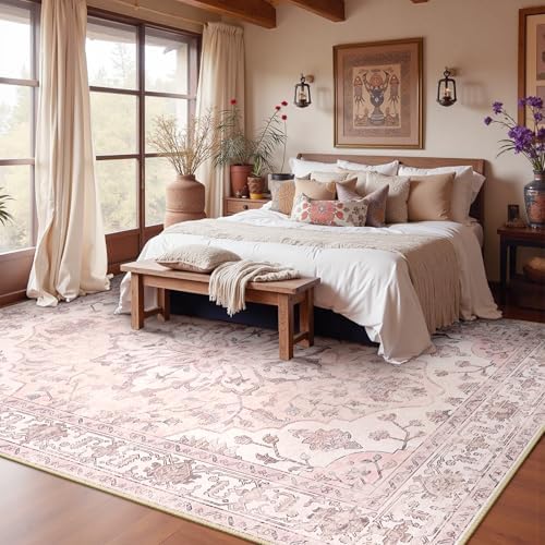 RELEANY Washable Area Rug, Large 10'x14', Pink - Image 2