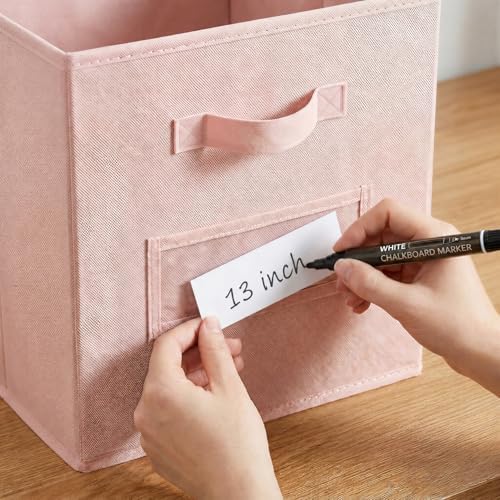 Storage Bins,13" Cube Storage Bin with Labels,10pcs,Pink - Image 4