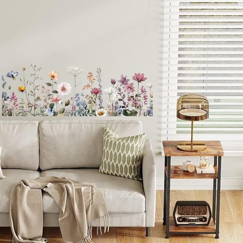 ANNA QUEEN Wildflower Garden Wall Decals Peel and Stick Floral Meadow Wall Stickers Removable Vinyl Botanical Flower Wall Decor for Living Room Bedroom Hallway Rustic Wall Art - Image 6