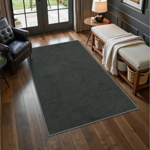 Valenrug 3x5 Rug, High-Low Pile Washable Entryway Rug for Bedroom Black - Image 4