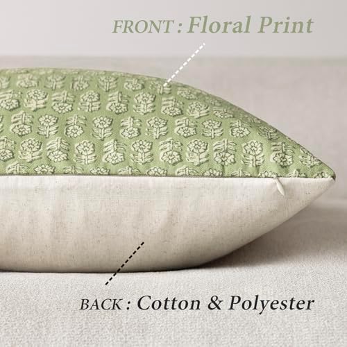 Foindtower Decorative Floral Print Throw Pillow Covers 22×22 Lime Green - Image 2