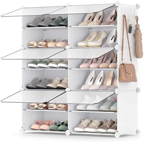 SONGMICS Shoe Rack, 6-Tier with Doors, 24-Pair Storage Cabinet by Unknown