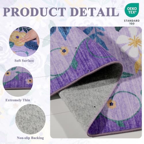DUKINO 2.6x8 Runner Rug, Washable Runner Rug for Hallway Non Slip, Purple - Image 5