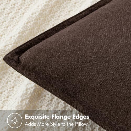 MIULEE Decorative Linen Euro Sham Pillow Covers 28x28 Inch Dark Brown - Image 2