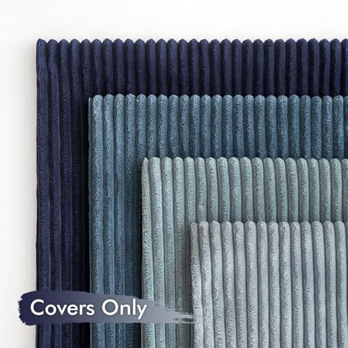 MIULEE Soft Corduroy Decorative Throw Pillow Covers Blue Navy Series 24x24 - Image 6