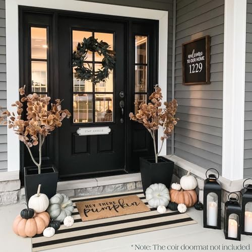 Front Door Mat Indoor Entrance - 2x4.3 Ft Black White Striped Rug - Image 4