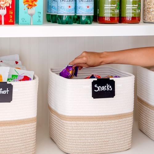 NaturalCozy Storage Cubes 11 Inch Cotton Rope Woven Baskets for Organizing, 3-Pack | Cube Storage Bin | Square Storage Baskets for Shelves Organizer, Classroom, Kids Toy Bins, Closet, Baby Nursery - Image 5