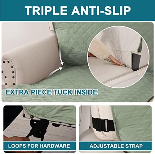 Turquoize 100% Waterproof Chaise Sofa Cover, Sage, 70 inch - Image 4