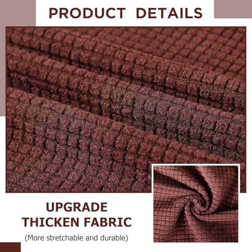 Peryiter 3 Pcs Couch and Loveseat Sofa Covers,Brown,Fleece - Image 5