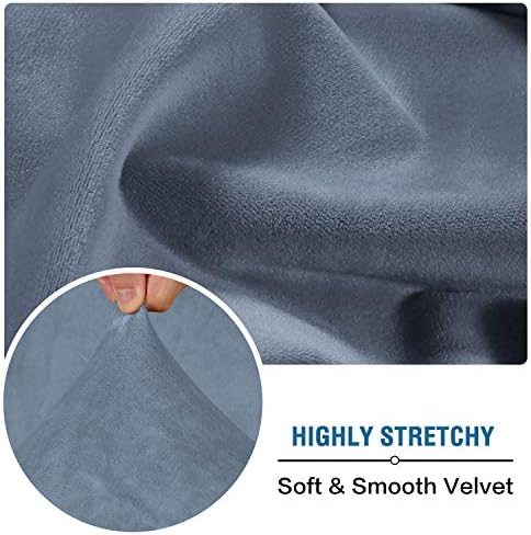 H.VERSAILTEX Velvet Stretch Couch Cushion Cover Plush Cushion Slipcover for Chair Cushion Furniture Protector Seat Cushion Sofa Cover (1 Piece Armchair Cushion Covers, Stone Blue) - Image 5