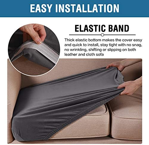 H.VERSAILTEX Velvet Stretch Couch Cushion Cover Plush Cushion Slipcover for Chair Loveseat Sofa Cushion Furniture Protector Seat Cushion Sofa Cover (3 Piece XL Sofa Cushion Covers, Grey) - Image 4