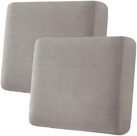 H.VERSAILTEX Super Stretch Individual Seat Sofa Covers Couch Slipcover Sets Thick Jacquard Textured Twill Fabric (2 Piece Large Sofa Cushion Covers, Taupe) by HVERSAILTEX