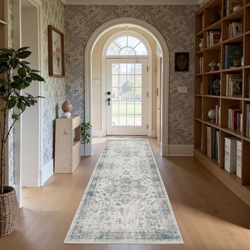 Rugxara 2x6 Blue Hallway Runner Rug,Non Slip Vintage Rug - Image 3