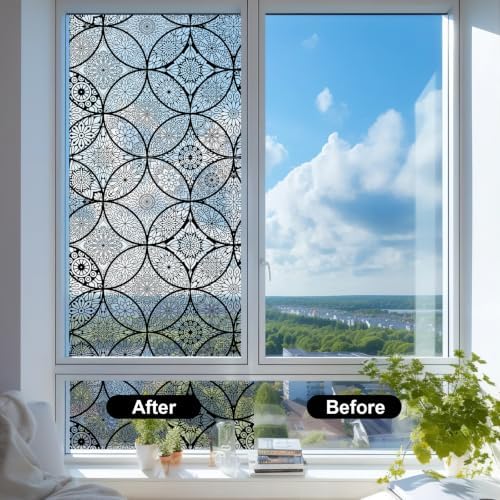 JiffDiff Stained Glass Window Film Static Cling Non Adhesive, 17.3"x 78.7" - Image 5