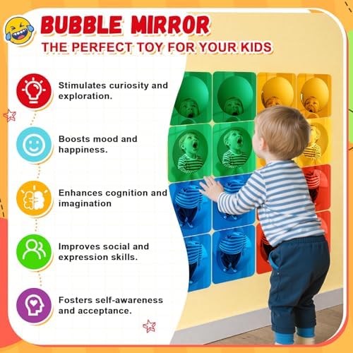 Geiserailie 16 Pcs Sensory Wall Bubble Mirrors, 10 x 10 Inch, CPC Certified - Image 4