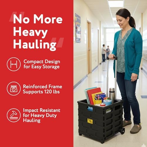 dbest Products Quik Cart Pro Collapsible Rolling Crate on Wheels - Black - Image 4