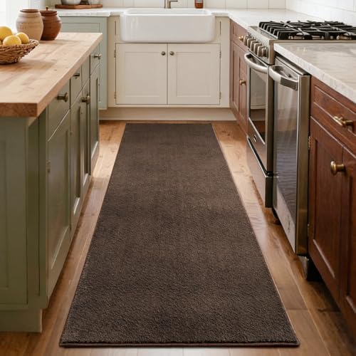 2x6 Pure Brown Runner Rug Non-Slip Washable for Hallway Kitchen Bedroom - Image 7