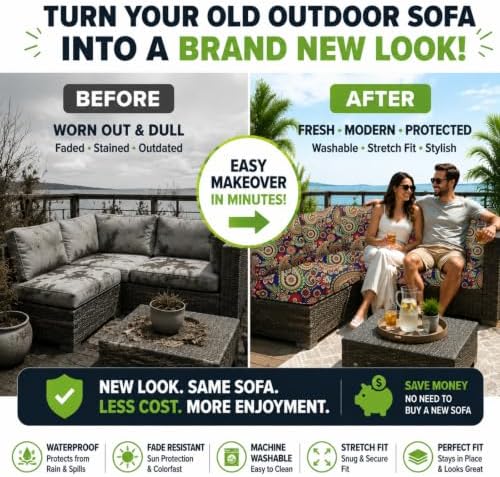 4 Pcs Outdoor Cushion Covers, Patio Sofa Cushion Covers Replacement - Image 6