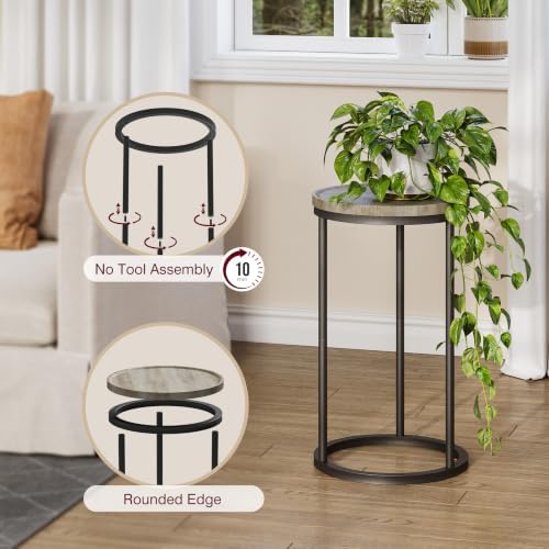 YAUKOMEL Small Round Side Table,Round Sofa End Table Greige - Image 4