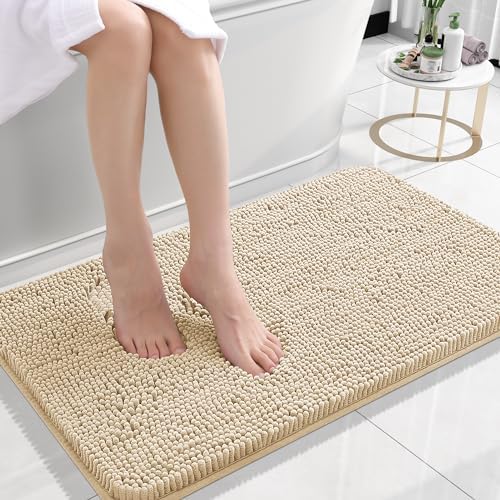 OLANLY Small Bathroom Rugs 24x16, Extra Soft Absorbent Chenille Bath Rugs by OLANLY