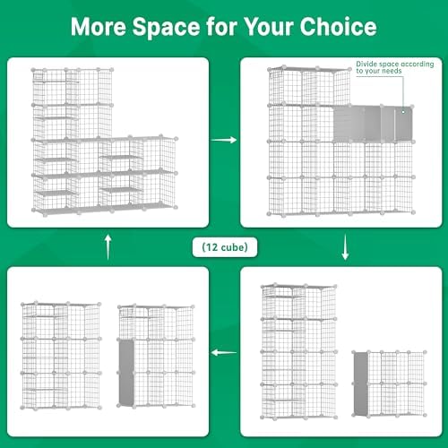 Wire Cube Storage Organizer, 12 Cubes Converted into 14 Cubes, Sturdy Metal Grids Storage Shelf Closet Shelving Units and Storage, Shelves for Bedroom LIvingroom Office - Image 3