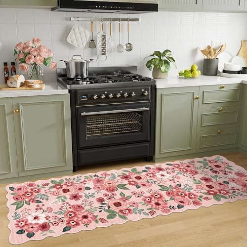 DUKINO 2x10 Runner Rug for Hallway, Washable Kitchen Rug Non Slip, Pink - Image 5