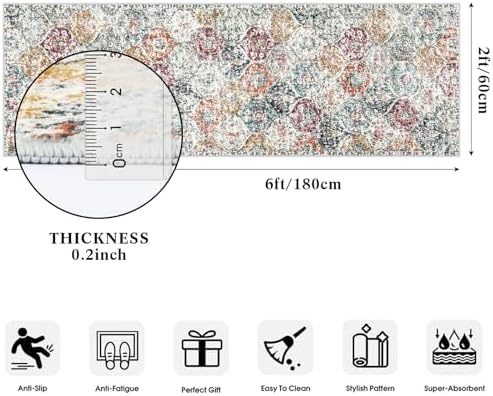 Lahome Moroccan Hallway Runner Rug, 2x6 Kitchen Runner Rugs Washable - Image 2