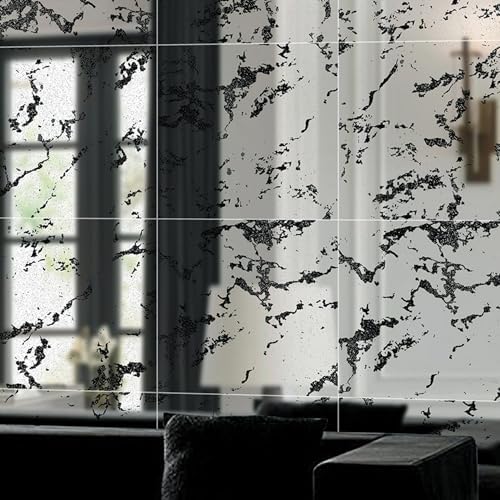 LiveInUrban 12PCS Silver Antique Acrylic Wall Panels for Home Living Room Bedroom, Distressed and Torn Stone 11"x11" by LiveInUrban