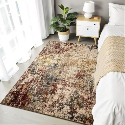 Modern Abstract 3x5 Rug, Non Slip Entryway Rug, Soft Machine Washable Rugs - Image 3