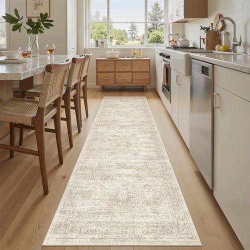 Soalmost Runner Rug 2x7 Washable Non-Slip Hallway Rugs for Kitchen Beige - Image 2