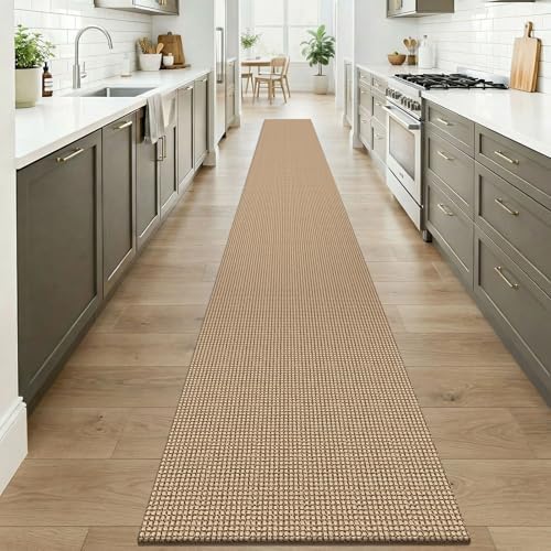 KOZYFLY Boho 2x20 Runners Rugs for Hallway, Extra Long Washable Runner Rug, Woven Non Slip Kitchen Runner, Cotton Entryway Rug, Floor Carpet for Entry, Aisle, Hall, Orange Beige/Tan/Brown - Image 2