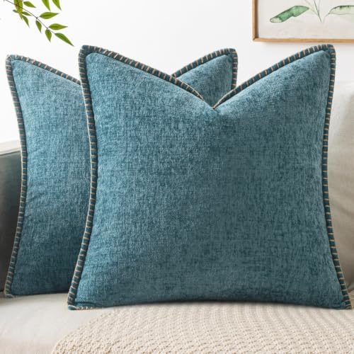 MIULEE Decorative Euro Sham Pillow Covers 24x24 Inch Smoke Blue 2 Pack by MIULEE