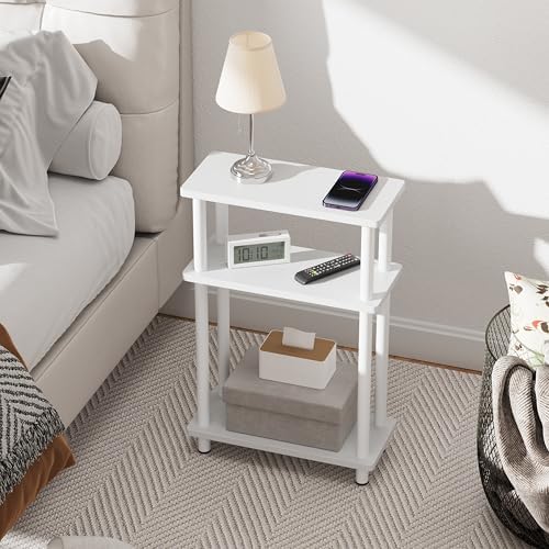 Apicizon Small Narrow Side Table, 3-Tier Skinny End Table, White - Image 6