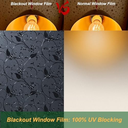 Niviy Static Cling Total Blackout Non-Adhesive Window Film Black Out Windows Covers Bathroom Door Glass Decoration Window Film Privacy Covering (Black, 41.2"x 78.7") - Image 5