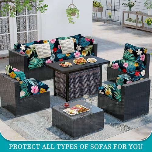 12 Pcs Outdoor Cushion Covers, Patio Sofa Cushion Covers Replacement - Image 5