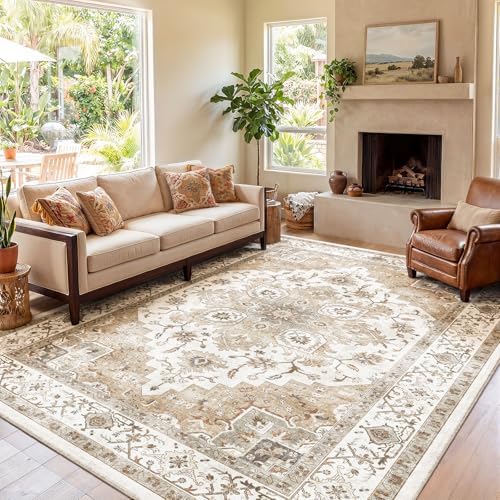 AMADA HOMEFURNISHING 9x12 Area Rugs, Low-Profile Large Washable Area Rug with Non-Slip Backing & Durable Edge Binding, Vintage Rugs for Living Room, Bedroom & Dinning Room - Image 6